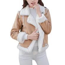 Осенне-зимняя женская Байкерская Плюшевая и замшевая Меховая куртка с карманами, теплая флисовая бархатная куртка с длинным рукавом, маленький костюм, шерстяное короткое пальто