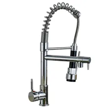 Freies Verschiffen Förderung Sprayer Küche Mixer Wasserhahn Doppel Auslauf Deck Montieren Küchenarmatur Wasserhahn Verchromt