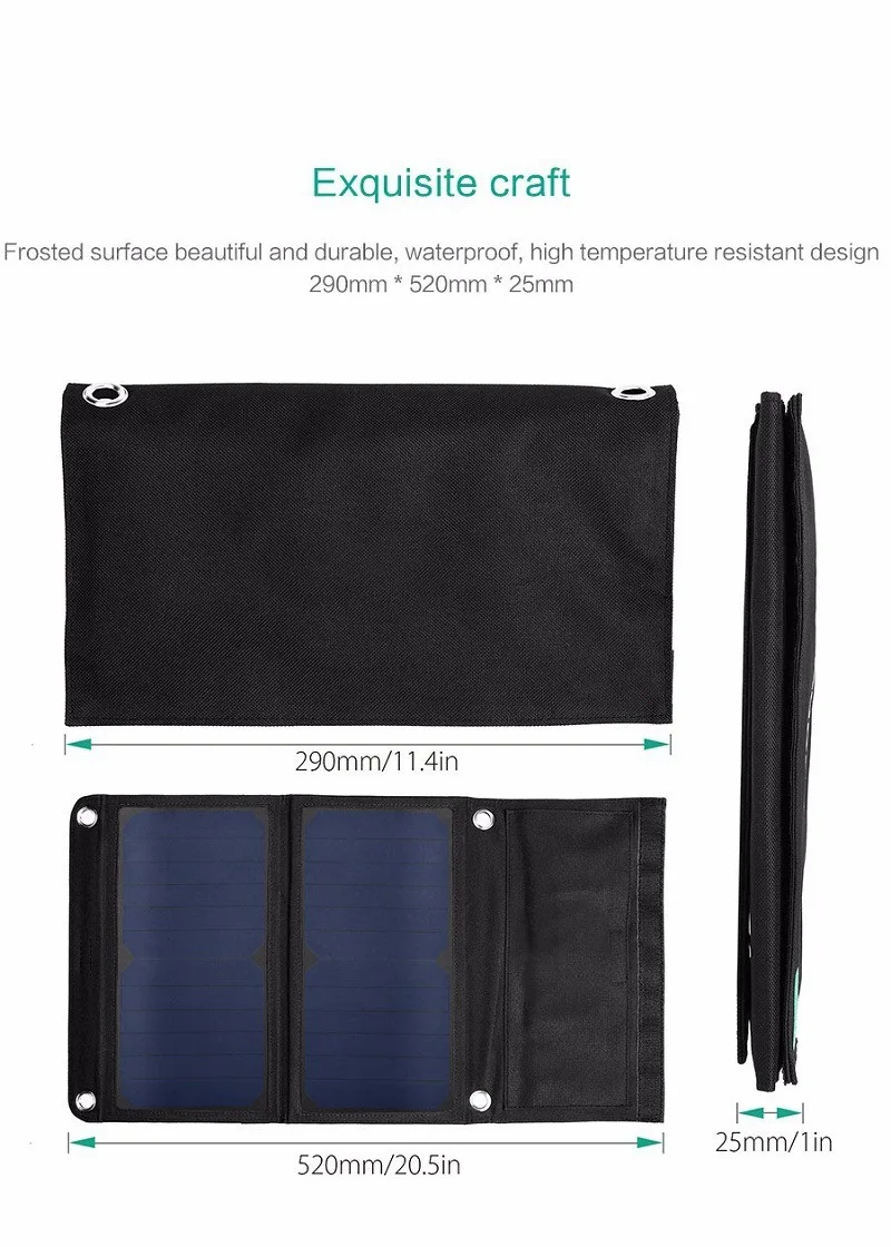  14W 2.5A Outdoor Solar Panel USB Output Portable Foldable Power Bank waterproof travel Solar Portab