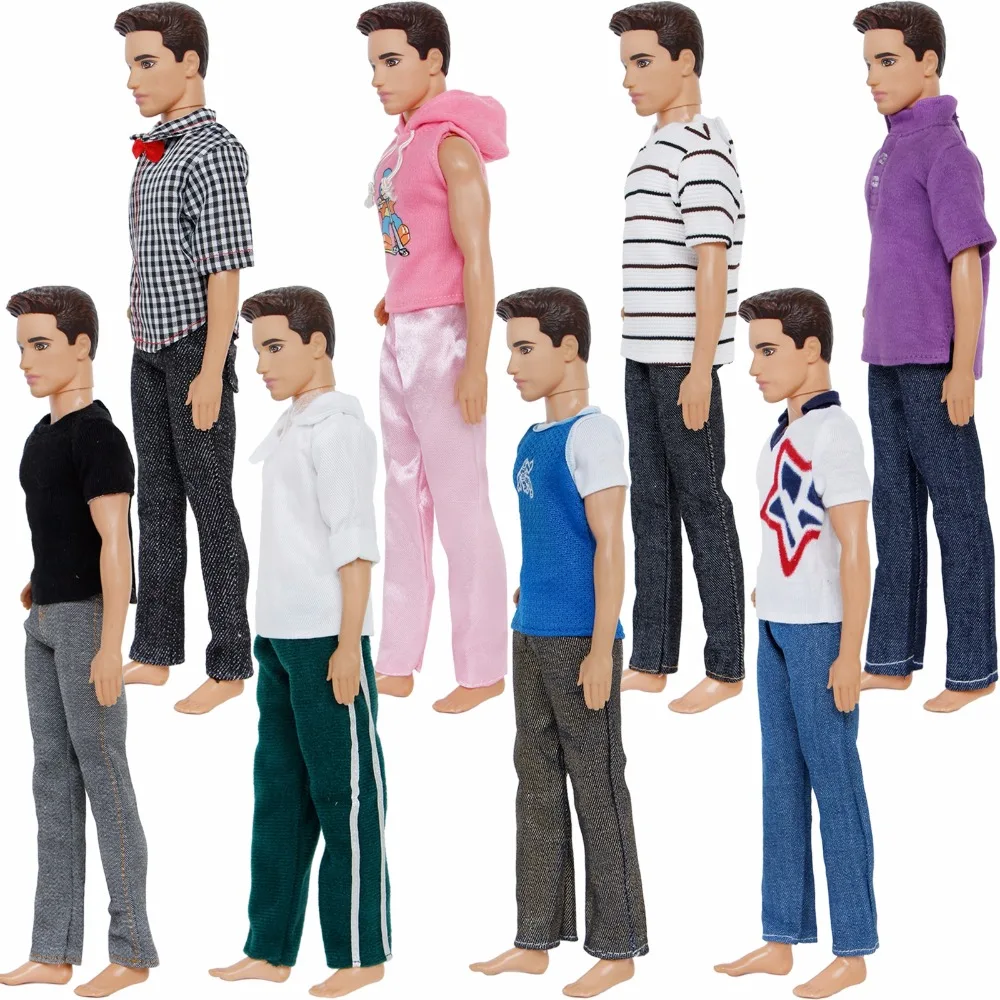 Случайный 3 шт./лот высокое качество мужской наряд повседневная одежда рубашка брюки Одежда для куклы Барби Кен аксессуары игрушки