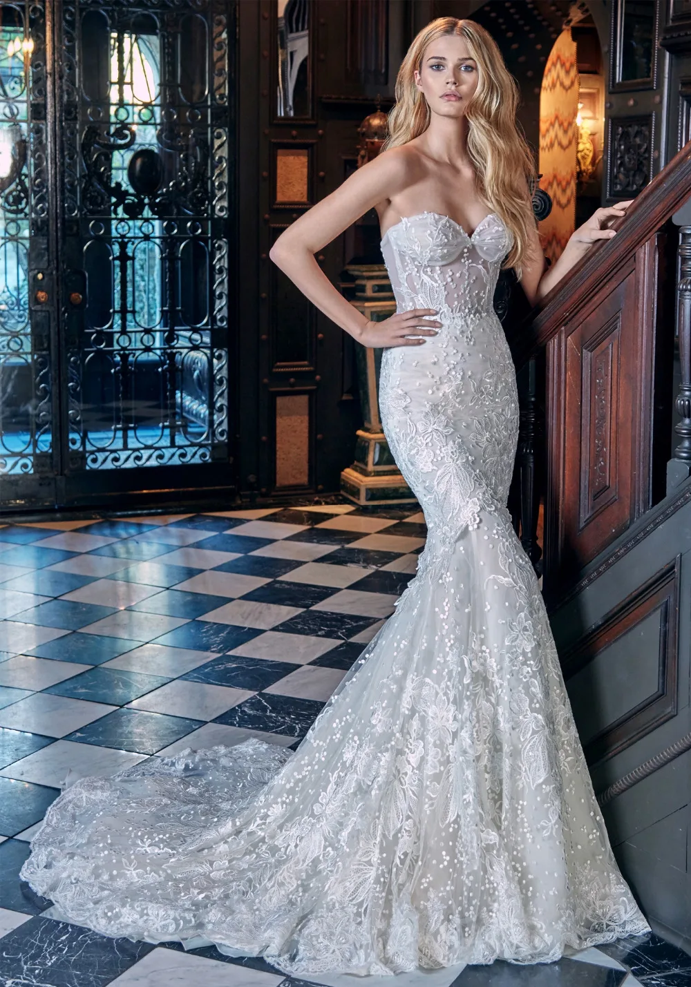 Eslieb High end Custom made Lace Wedding Dresses mermaid Wedding Dress