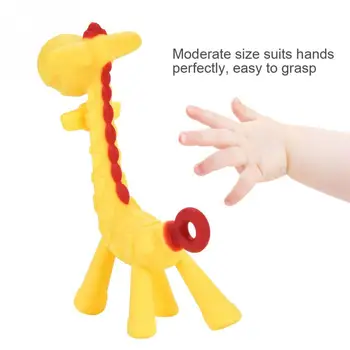 

Baby Teether Cartoon Giraffe Shape Food Grade Silicone BPA Free Infant Teething Chew Toys Silicone Teether Hanging Toy For Baby