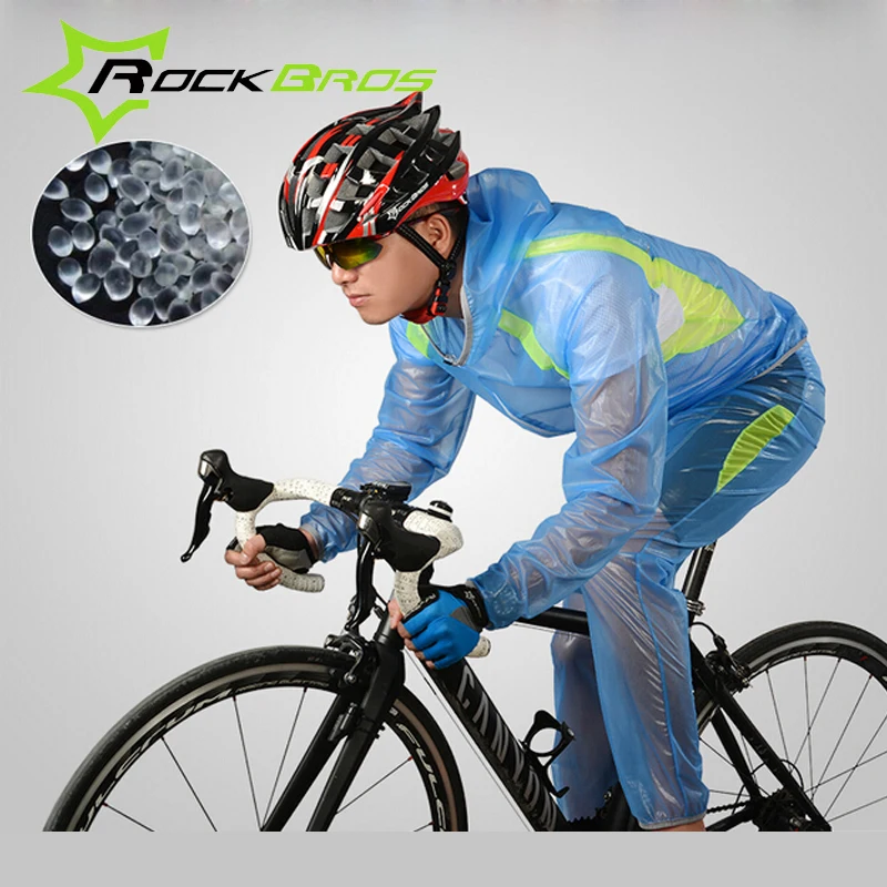 RockBros Cycling Raincoat Jersey Sets Cycling Riding Polyester TPU Windproof Rainproof Jacket Waterproof Bike Cycling Rain