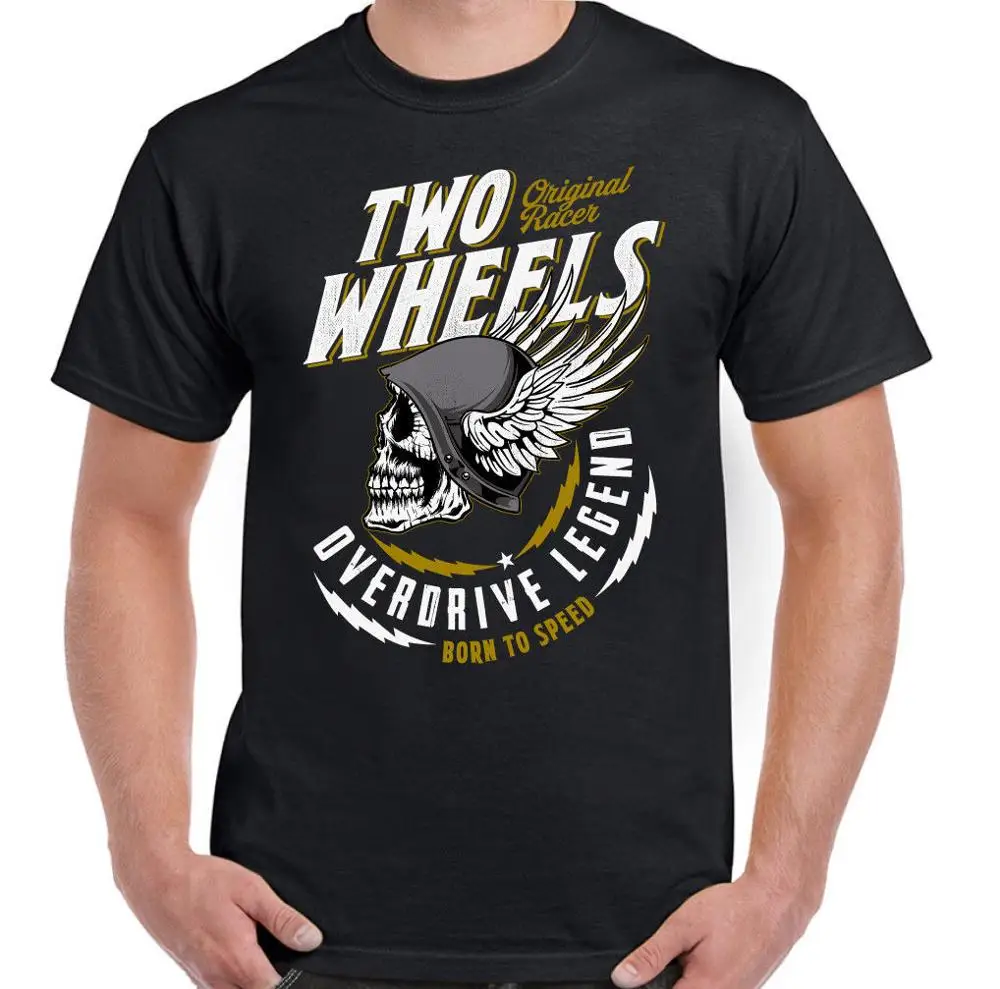 cheap Two Wheels Mens Biker T Shirt Motorbike Bike Motorcycle Skull Chopper Top New 2019 Fashion Men Summer Style T Shirt Cool Tees