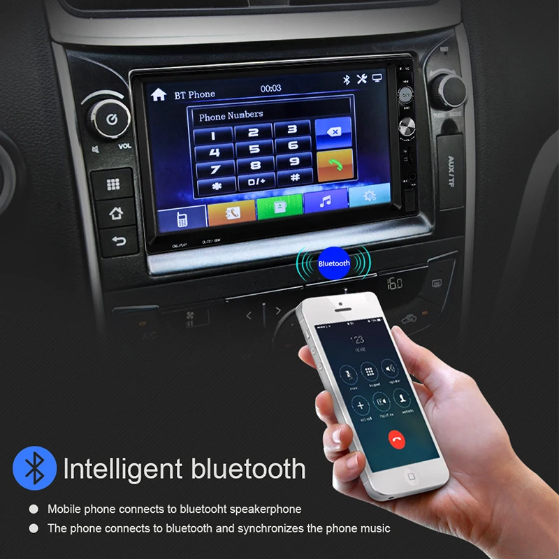 

Radio 2 Din Autoradio Bluetooth Handsfree MP5 Player AUX USB Car Audio Mirror Link Steering Wheel Controls 7" Inch Auto Stereo