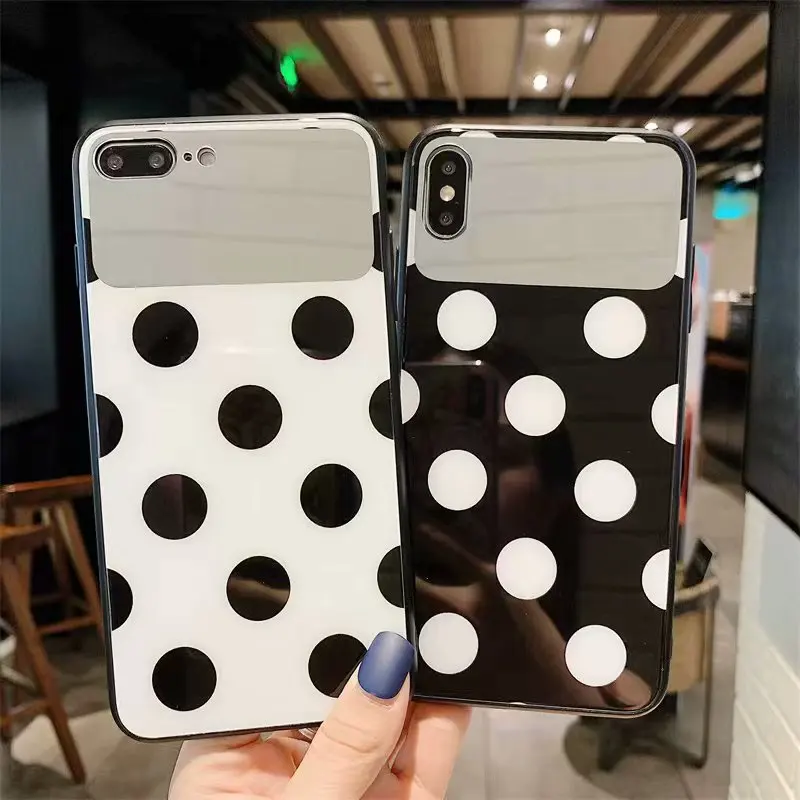 

FastDeng fashion simple mirror phone case for iPhone 6 7 8 plus Circle dot heart pattern soft tpu case for iPhone X XS XR XSMax