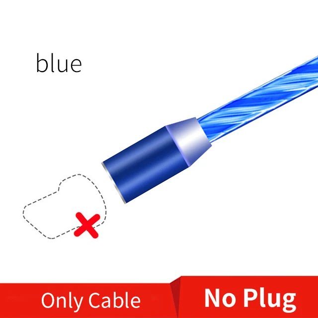 Rosinop 2.4A Быстрая зарядка 3 в 1 Магнитный кабель для iphone светящийся usb type C Магнитный зарядный кабель для xiaomi Micro USB Android - Цвет: blueCableNoplug