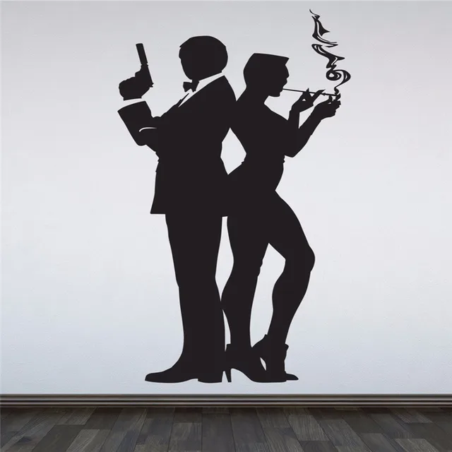 james bond and grace jones 007 movie silhouette wall art sticker decal home decoration wall mural