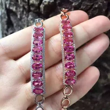 Натуральный розовый топаз Gem браслет природный драгоценный браслет S925 серебряный браслет роскошный элегантный ряд блоков женские вечерние ювелирные изделия