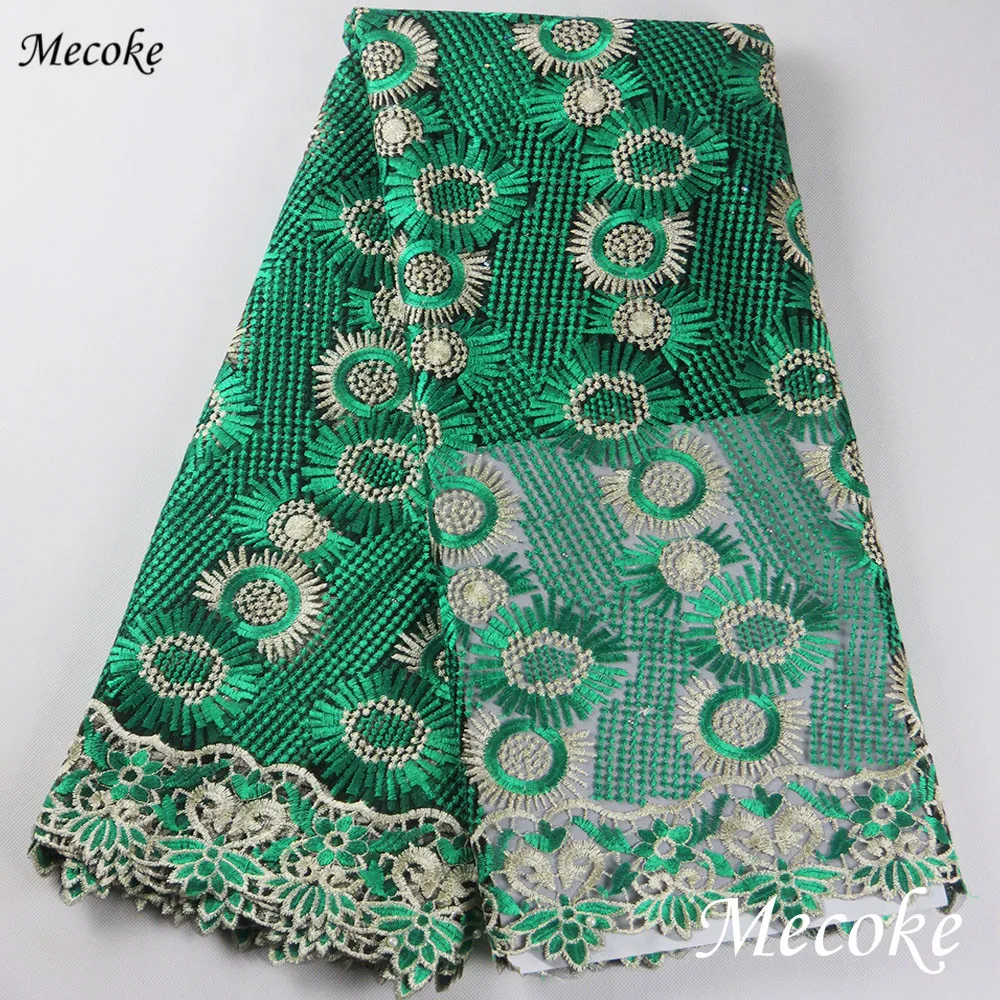 

High Quality African Lace Fabric For Wedding 2017 Embroidered France mesh Lace Fabrics Dark green nigerian cord Lace For Wedding