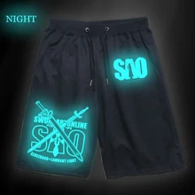Мужские короткие штаны для бега, Новые Модные Повседневные Дышащие штаны, светящиеся спортивные короткие штаны, спортивные штаны