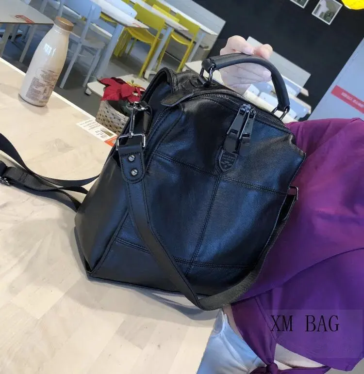 2019 retro backpack female brand leather women's backpack large capacity student bag girls casual shoulder bag female Stylish Backpacks