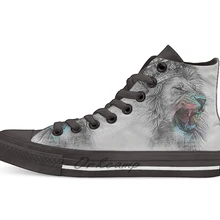 King Lion Повседневная Высокая холщовая обувь кеды для Прямая