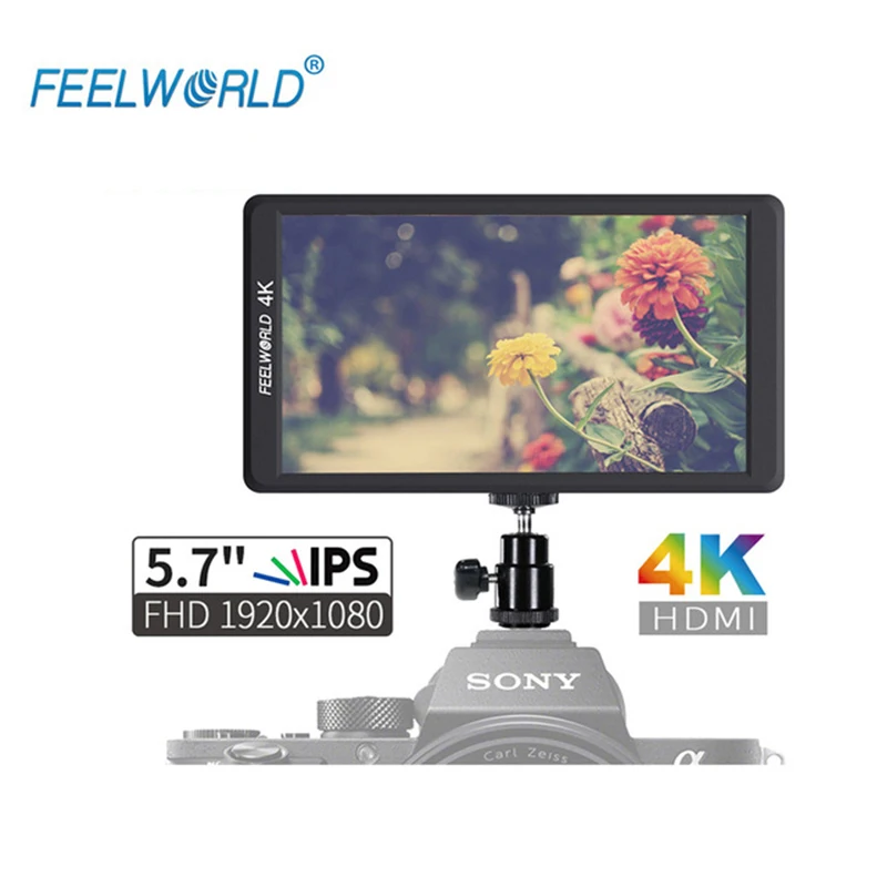 

Feelworld F570 5.7 inch DSLR On Camera Field Monitor IPS 4K HDMI Input for Sony Canon Nikon Mirrorless Camera Gimbal Accessories