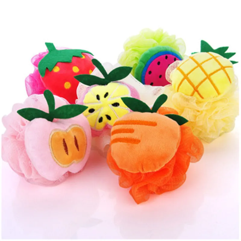 1pc soft baby bath sponge brush fruit newbron shower product rubbing towel YLW