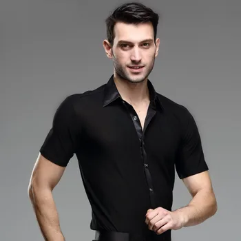 

sexy Limited Tango Dress Ballroom Dress Spring And Summer Short-sleeve Shirt Male Dance Adult Modern Clothes Rumba Samba Latin