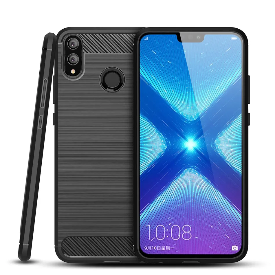 Bumper For Huawei Honor 8X Case Carbon Fiber Shockproof TPU Back Cover
