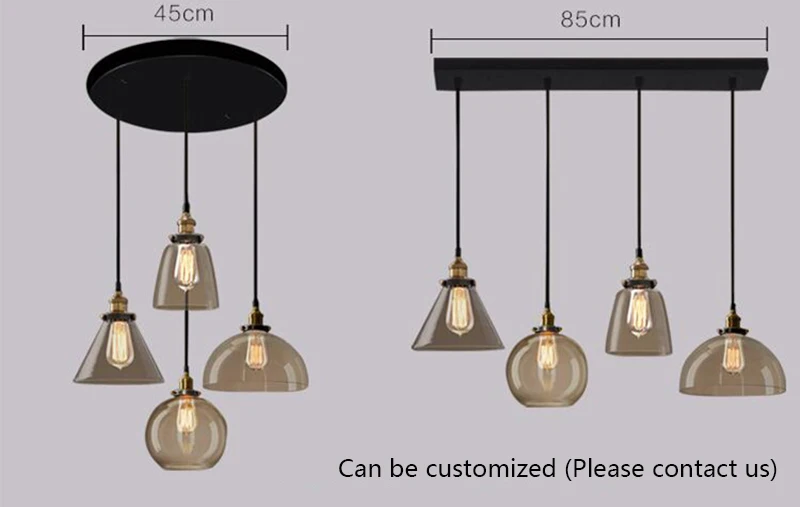 Современный Лофт промышленный прозрачный/Янтарное цветное стекло подвесной светильник светодиодный E27 с 4 стилями для ресторана/гостиной/кафе/кухни/бара