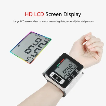

Clinical LCD Automatic Wrist Blood Pressure Monitor With Adjustable Cuff Pulse Rate Detect 2 User Mode IHB Indicator Health Care