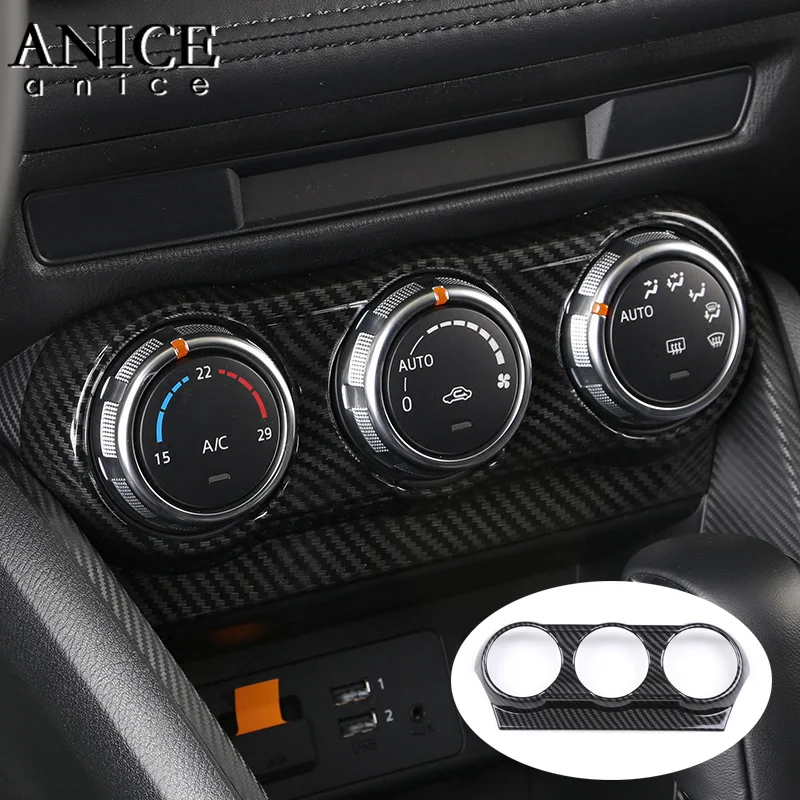 

Carbon fiber color ABS Air Condition Panel Control Covers trim fit For Mazda Cx-3 Cx3 2016-2018