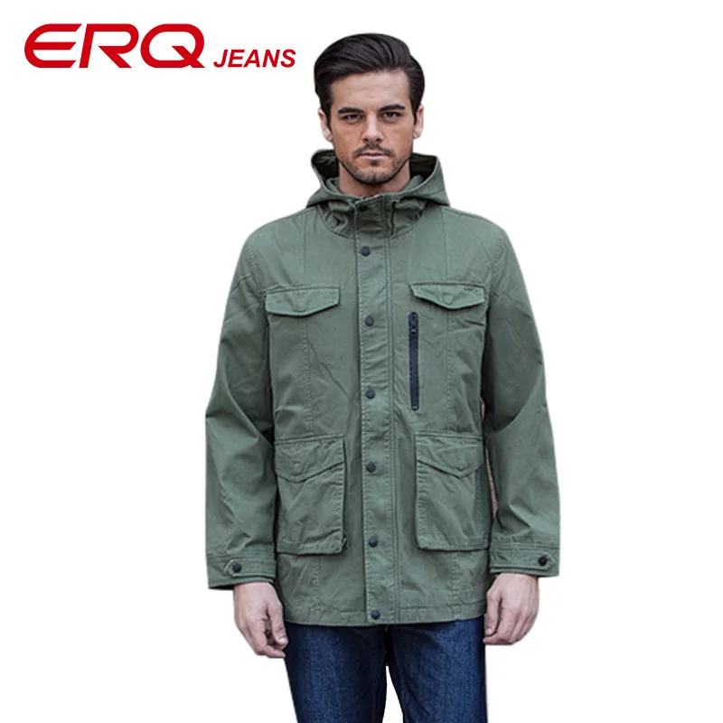 ERQ 100% Cotton Men Sweatshirts Active Tracksuit Hat Detachable Loose ...