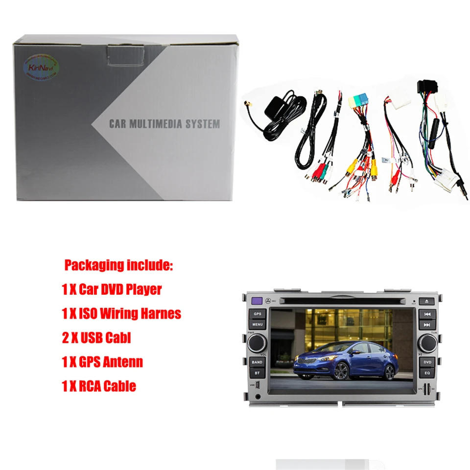 Perfect KiriNavi Octa core 4G LET android 7 car dvd player for Kia Forte GPS 2008 - 2015 support 4K Video 4G 5