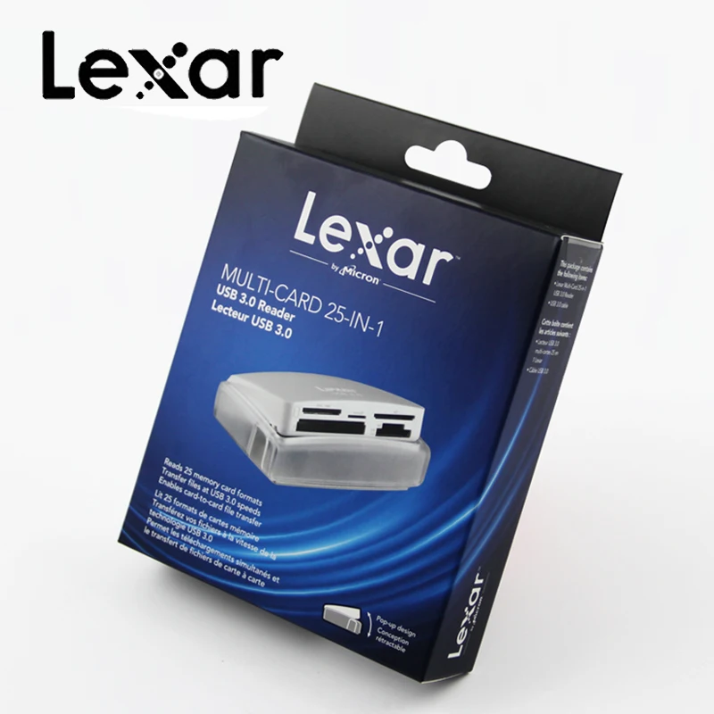 Lexar CF SD XD M2 25 в 1 Многофункциональный всплывающий считыватель карт памяти с двумя слотами USB3.0 Белый светодиодный высокоскоростной 500 МБ/с./с совместимый с USB