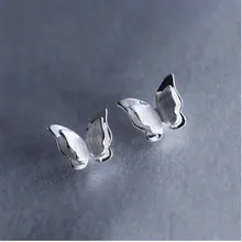 ANENJERY 925 Sterling Silber Nette Mode Drei-dimensional Schmetterling Stud Ohrringe Für Frauen Mädchen brincos S-E501