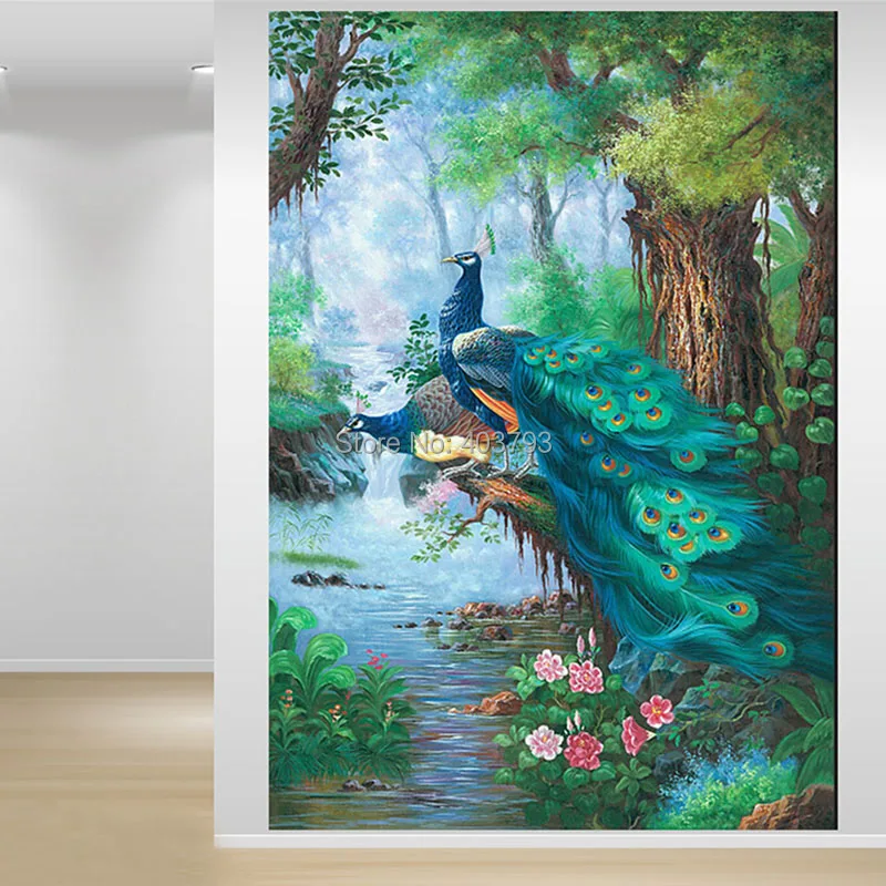 

Noble Golden Peacock Printed Oil Painting On Canvas Decorative Prints For Home Decor Wall Decor