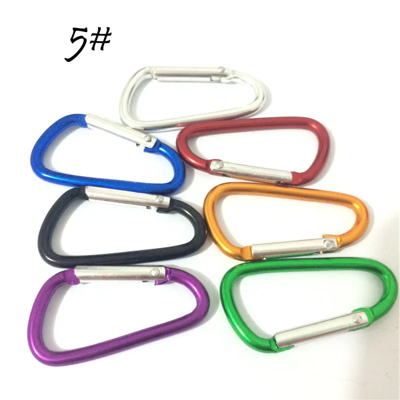 5pcs Outdoor Sports Multi Colors Aluminium Alloy Safety Buckle Keychain Hook Climbing Button Carabiner Shape Camping Hiking Hook