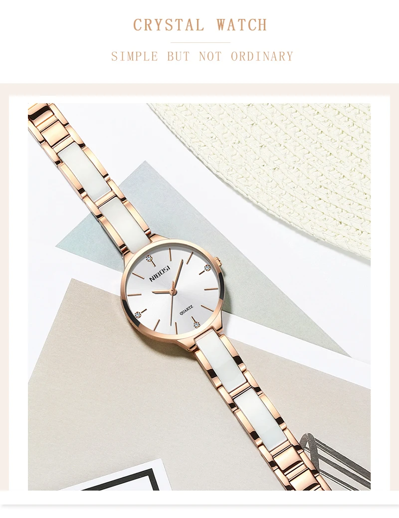 Relojes Para Mujer NIBOSI Women Watches Bracelet Watch Ladies Wrist Watch Women Waterproof Fashion Casual Crystal Dial Rose Gold (4)