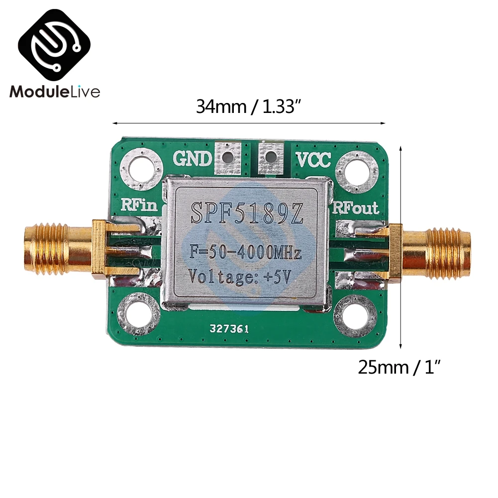 LSPF5189 0.6dB NA 50-4000 МГц РЧ низкий уровень шума усилитель модуль широкополосный усилитель плата приемник сигнала для FM HF VHF/UHF радиостанции