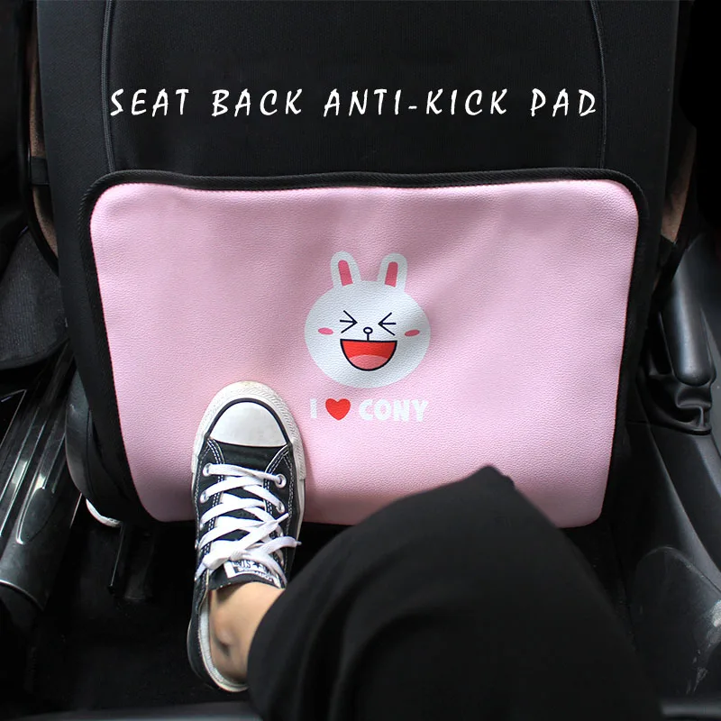 

E-FOUR Car Seat Back Anti-Kick Pad with Cartoon Printing Micro-Fibre Leather Children Kick Mat Car Seat Back Protect Anti-Dirty