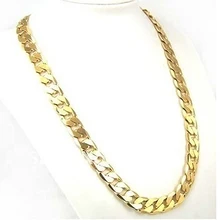 Men’s Fashion Simple Design 10mm Golden Tone Charm Twist Chain Necklace