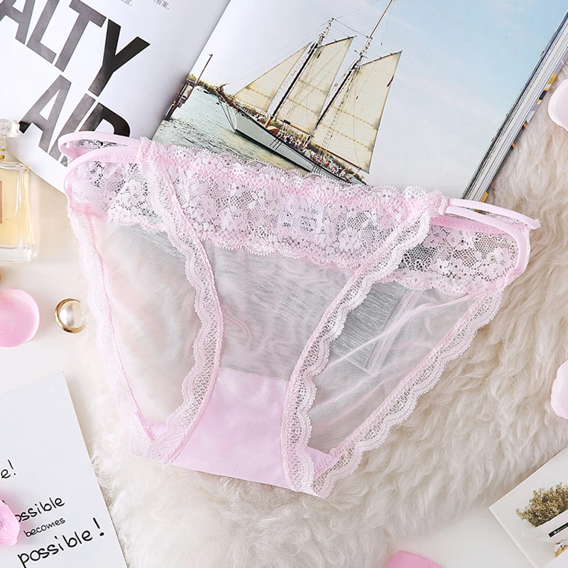 SP&CITY Sweet Girl Cute Underwear Women Fashion Lace Panties Sex Thong Sexy Transparent Hollow Out Panties Solid Ladies Lingerie