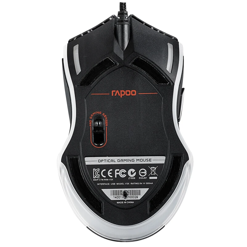 Оптическая игровая мышь Rapoo V20S проводная с 3000 точек/дюйм и 16 миллионным цветным