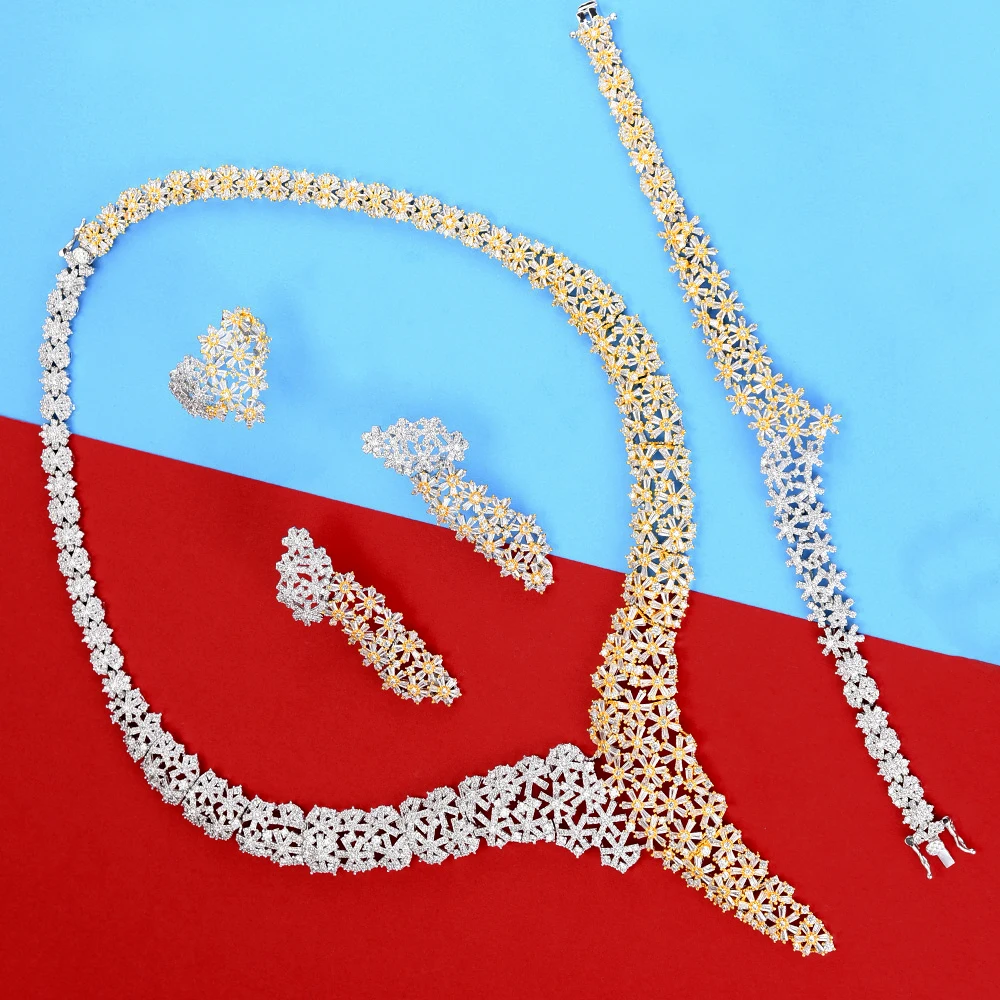 

missvikki Elegant Luxury Design New Fashion Pendant Necklace Bangle Earrings Ring Jewelry Set Austrian Crystal Trendy Gift