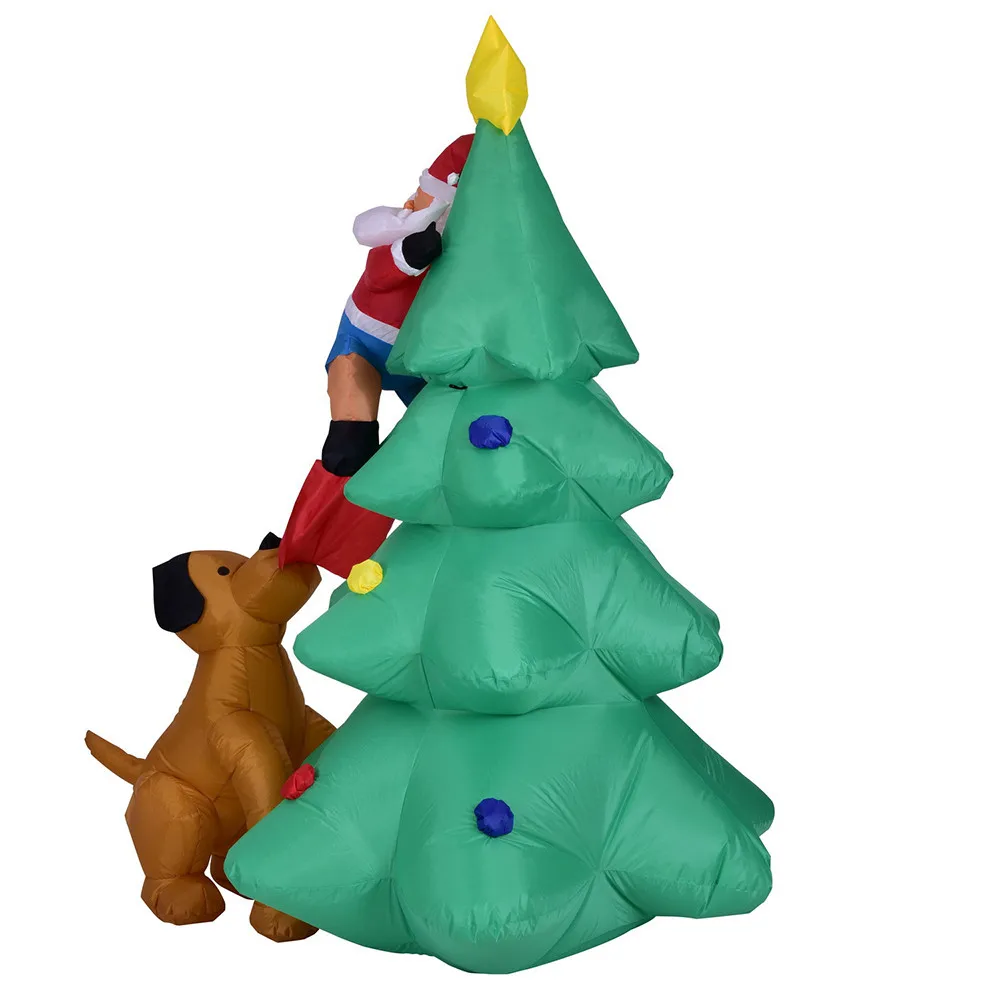 Надувной Санта-Клаус, скалолазание, рождественская елка, охотится за собакой, светодиодный Декор - Цвет: US