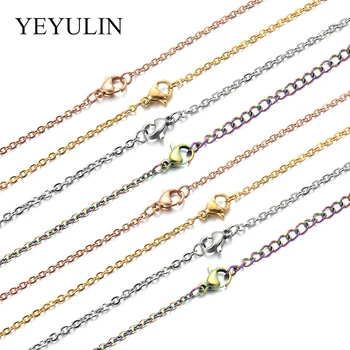 

100% Authentic Stainless Steel Chain Necklace With Lobster Clasps Fit Men Women Pendant 50+5cm DIY Necklace