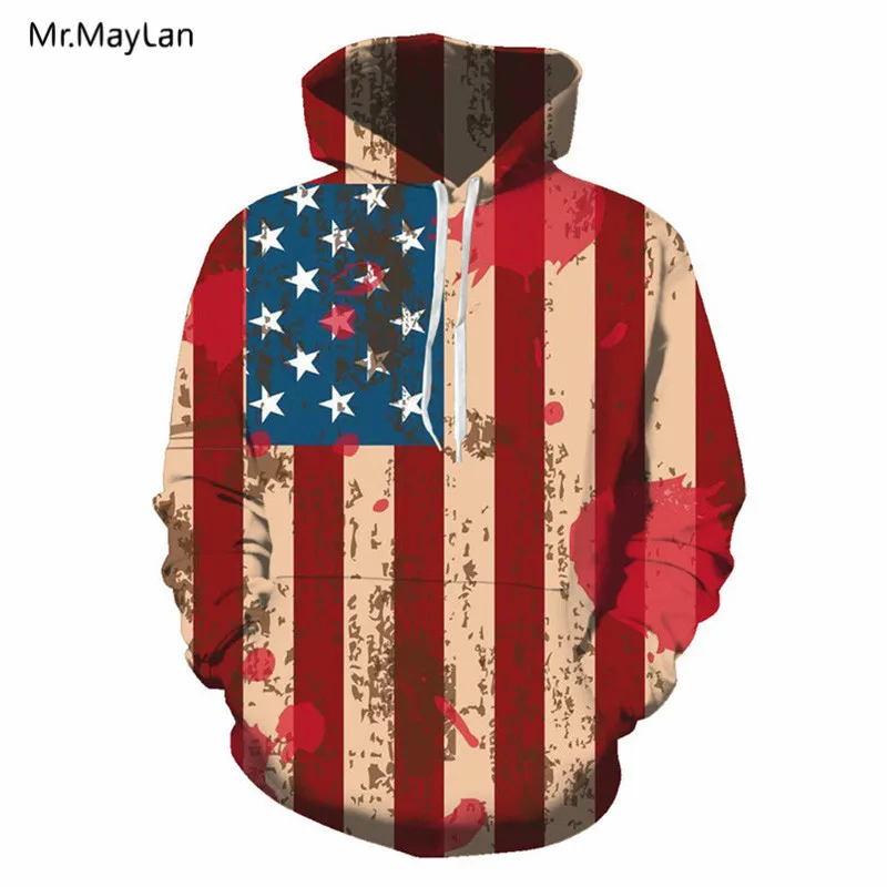 

Hipster American Flag Stripes 3D Print Hoodies Men/Women Casual USA Streetwear Hat Sweatshirts Unisex Boy Loose Jacket Clothing