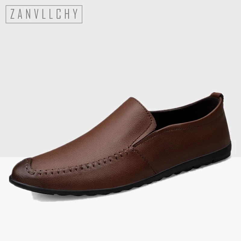 

2019 High Quality Handmade Casual Leather Shoes Luxury Driving Shoes Comfortable Mens Loafers Black Moccasins Men Boat Shoes