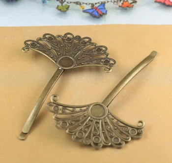 

100pcs/lot 29*55mm antique bronze filigree wrap hair clip bobby pin jewelry findings