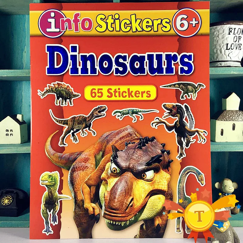 Наклейка динозавра книги для ребенка, наклоняющаяся книга на английском языке с многоразовой наклейкой s дошкольного возраста для раннего развития игрушки