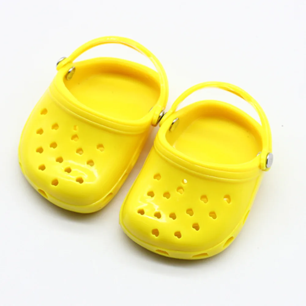 Модные летние пляжные сандалии; тапочки; обувь для девочек 18 дюймов; куклы; размер 43 см; Детские куклы; подарок для девочек; аксессуары для одежды - Цвет: Цвет: желтый