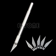 Нож для хобби с металлической ручкой/нож для резки/нож для рукоделия/резак для ручки+ набор лезвий 5 шт. для ремонта печатных плат телефонов DIY инструмент