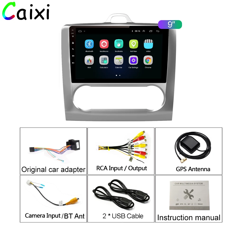 CAIXI 9 ''2.5D Android 8,1 автомобильный Радио мультимедийный плеер для 2004 2005 2006-2011 Ford Focus Exi AT 2DIN Gps навигация автомобильный DVd