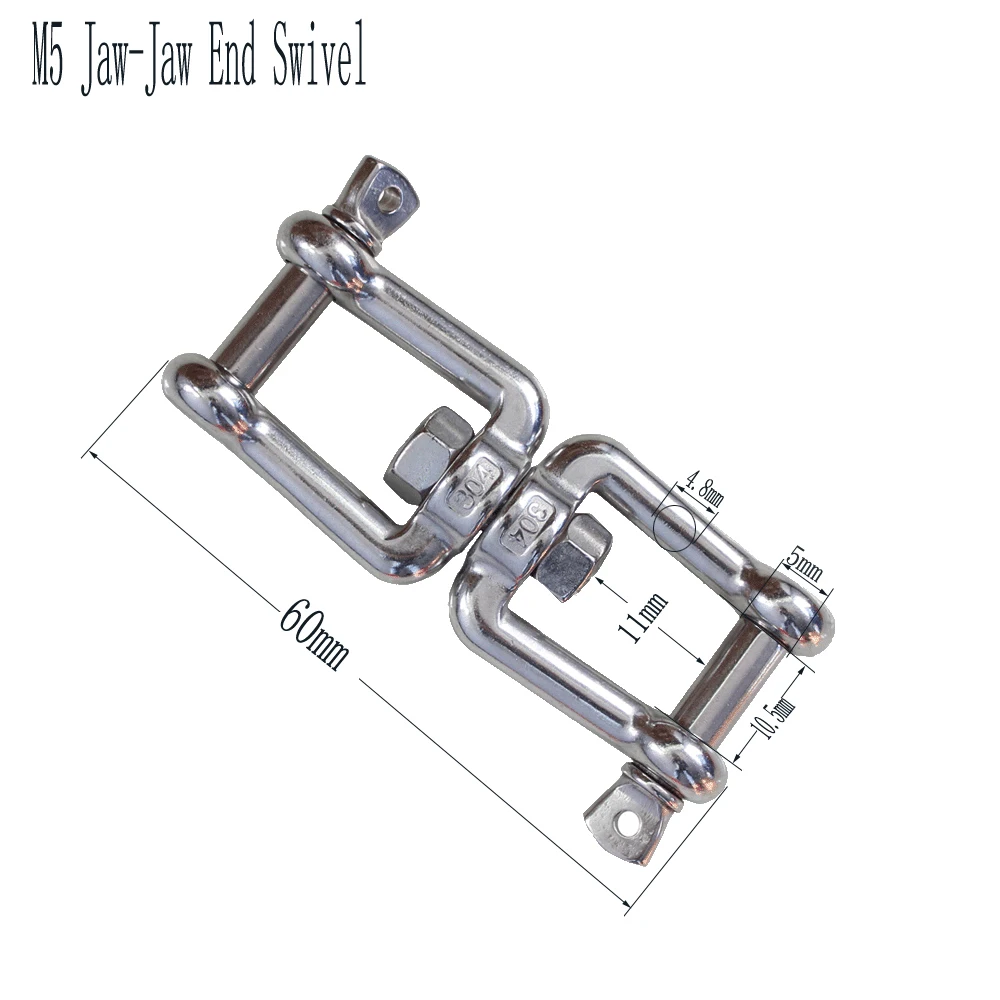 Heavy Duty Stainless Jaw and Jaw Swivel Marine SS316 Jaw-Jaw Type Swivel Anchor Chain Connector Shackle 10pcs 5mm