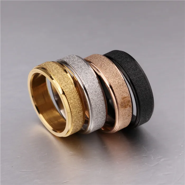 

316 Stainless Steel Couple Rings Vintage Titanium Dull Polish Rose Gold Wedding Engagement Ring Women Men Finger Ring 6mm