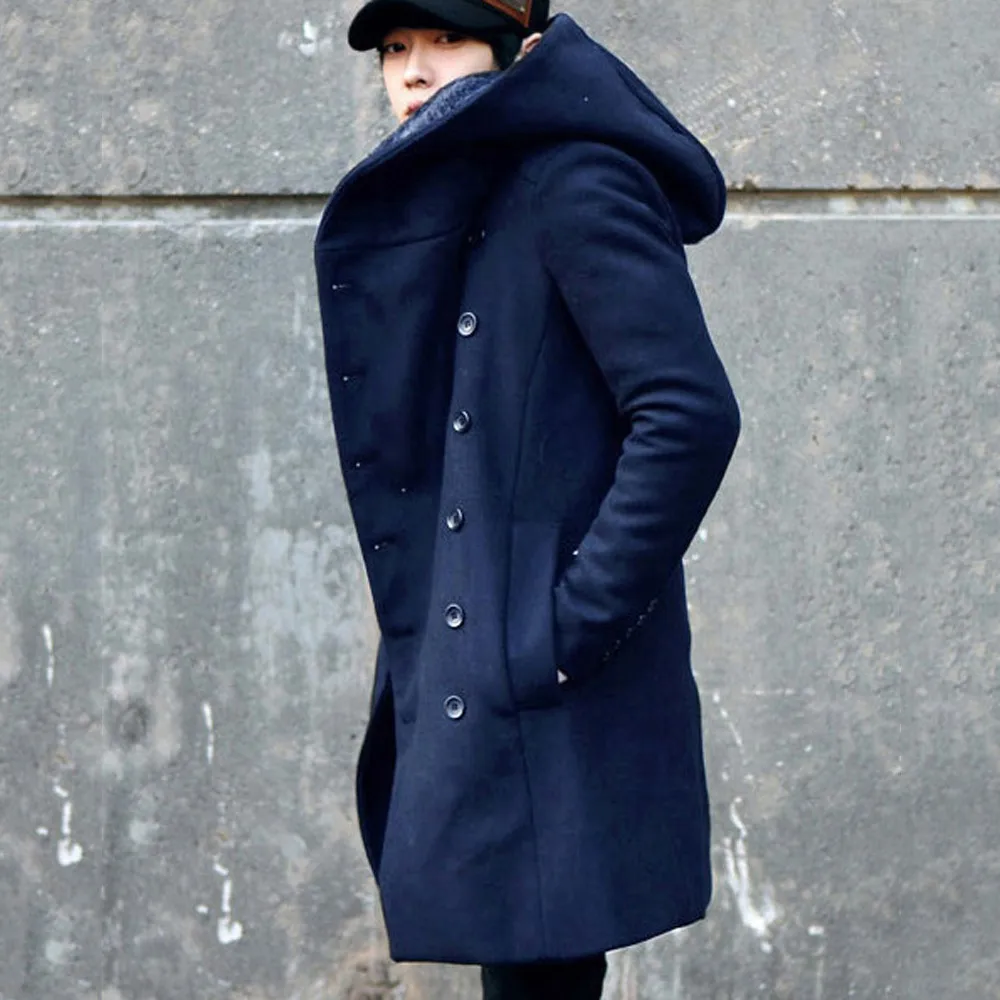 JAYCOSIN Новое модное мужское пальто, зимнее теплое приталенное пальто, куртка с капюшоном на пуговицах, верхняя одежда с длинным рукавом, Топ 18OCT25