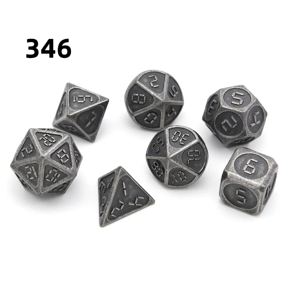 Металлические игральные кубики D4 D6 D8 D10 D% D12 D20 7 шт./компл. для Подземелья и Драконы RPG MTG настольные игры(древний Медь, золото, серебро